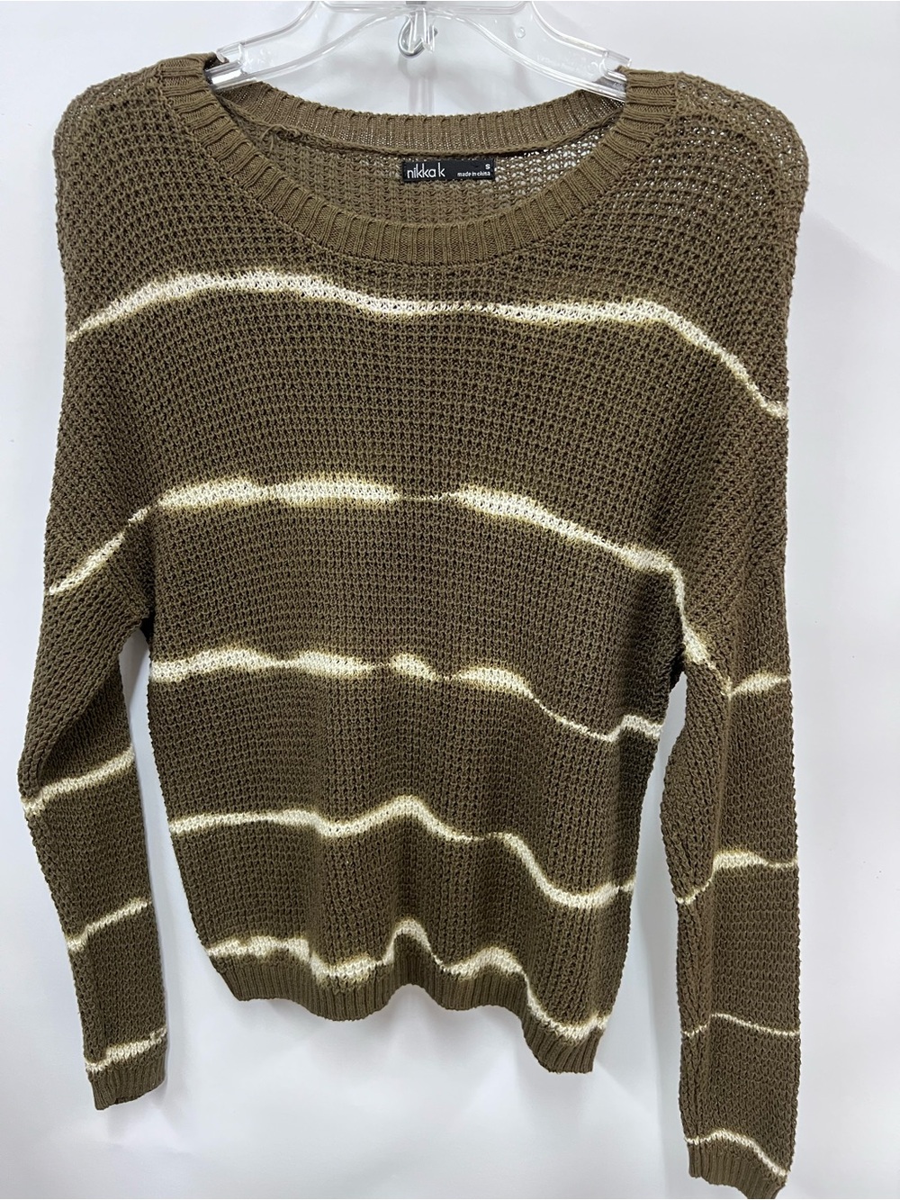 Nikka K size S Stripe Knit cropped Tye dye Sweater Women 100% cotton
